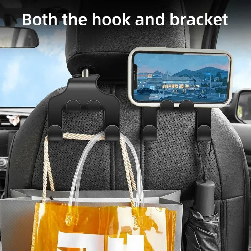 Car Seat Headrest Hook Hanger Black Storage Organizer Universal for Umbrella Purse Coat Fit Universal Vehicle Car Holder Black