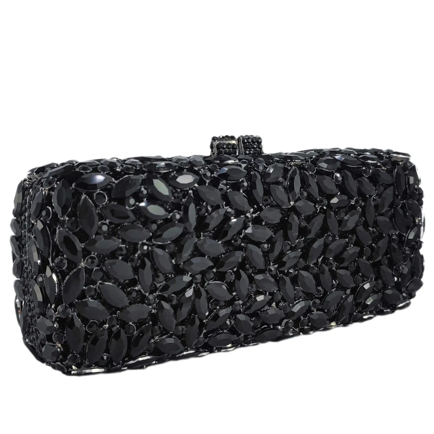 Boutique De FGG Luxury Women Black Crystal Clutch Evening Bags Wedding Bride Rhinestone Clutch Bag Party Dinner Diamond Handbags