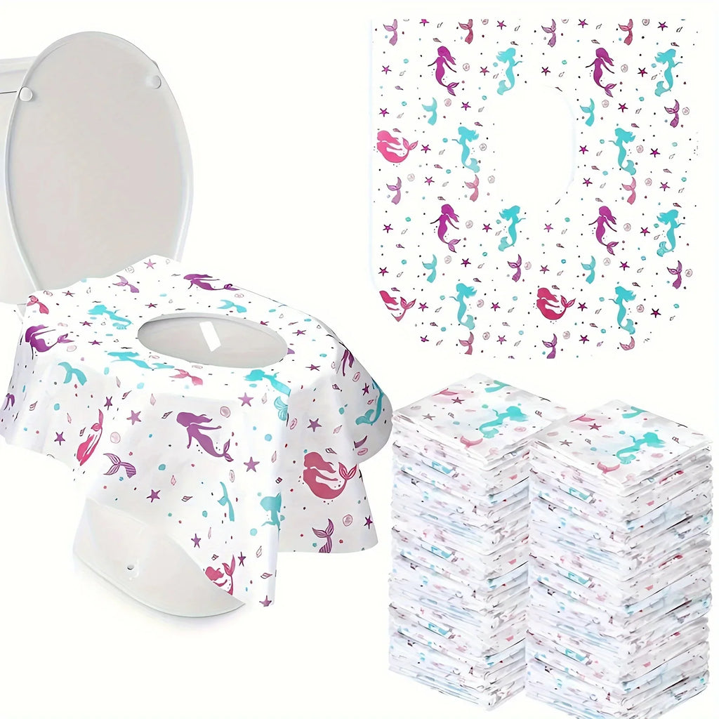 12pcs Extra Large Mermaid Toilet Seat Covers - 25"x25" Disposable, Individually Wrapped for Public Restrooms & Potty Training
