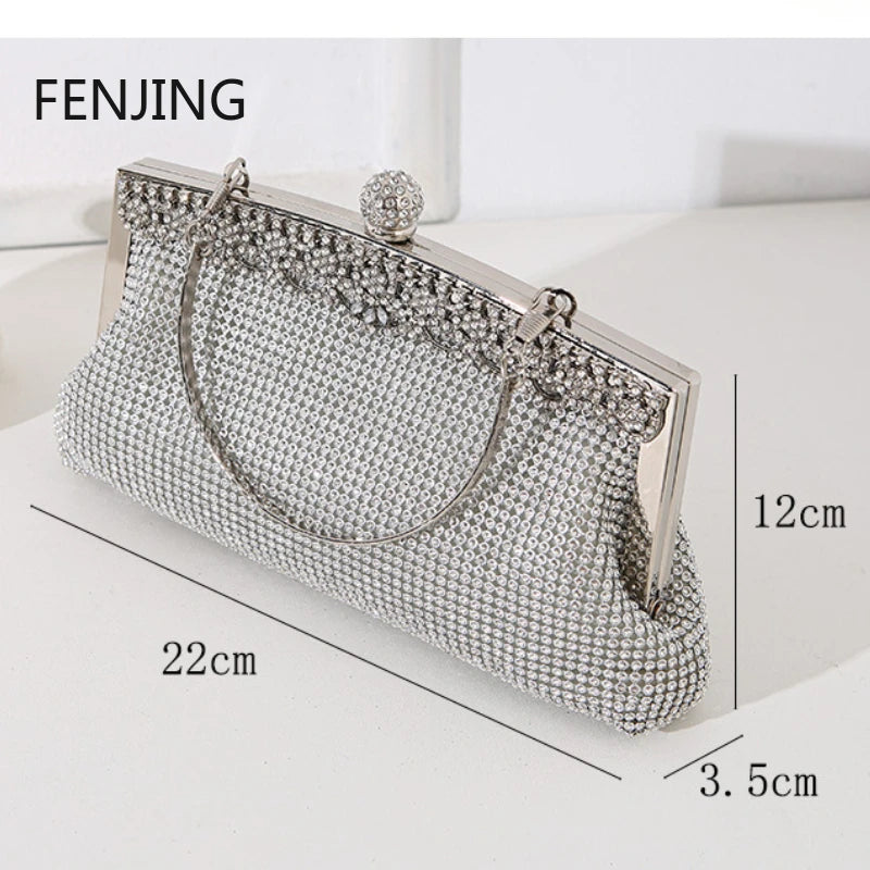 Shinny Luxury Clutch Bag Glitter Wedding Evening Bags with Rhinestone Shoulder Bags Small Handbags Hobos Fashion Party Purse