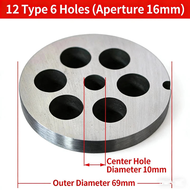 12 # Electric Meat Grinder Orifice Plate Blade Accessories, Stainless Steel Orifice Plate Grate Discharge Plate Round Knife