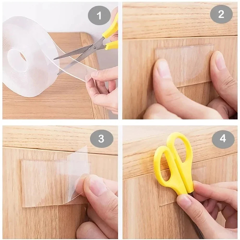 Double-Sided Adhesive Tape 1/3/5m Multifunctional Nano Tape Waterproof Transparent Reusable Wall Sticker Strong Sticky Home Glue