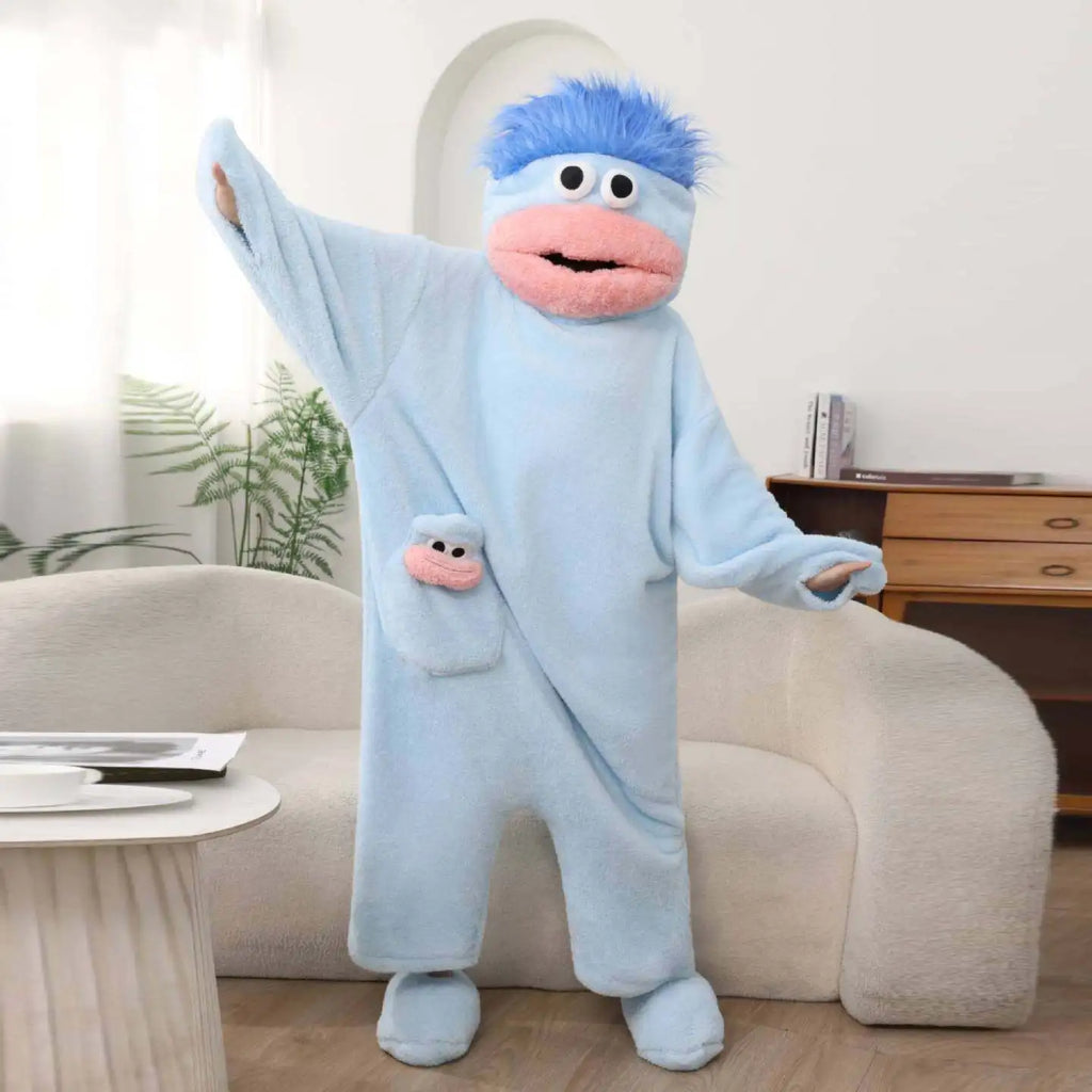 New Big Mouth Monster Cute Funny Onesie Pajamas Thickened Coral Fleece Homewear For Couples Men Women Autumn Cartoon Pajamas