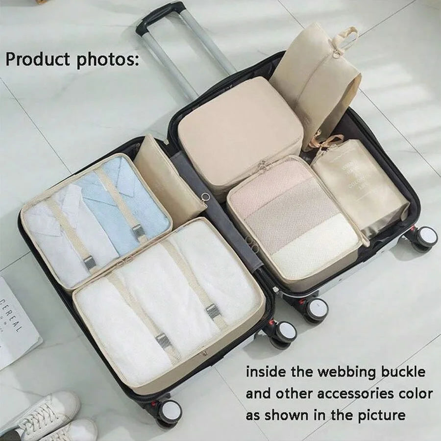 8Pcs/Set Travel Organizer Storage Bags Suitcase Packing Cubes Set Cases Portable Luggage Clothes Shoe Tidy Pouch Folding