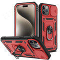 Case For iPhone 16 15 14 Pro Max 13 12 11 Pro Plus 360 Full Body Rugged Protective Slide Camera Stand Protection Ring Cover