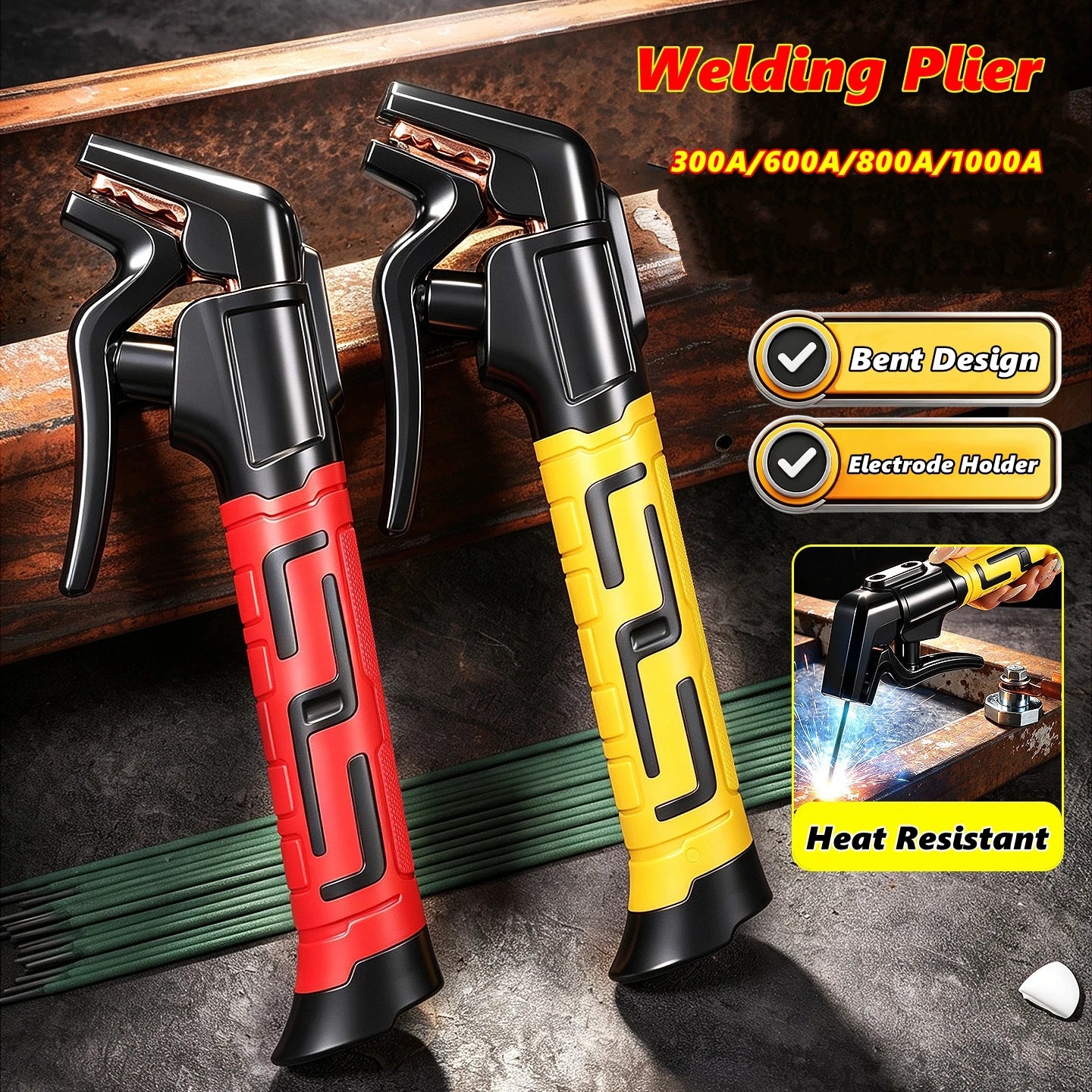 Copper Cable Welding Electrode Holder Heat Resistant Anti-Scalding Welding Clamp Anti-Drop Stable Welding Accessories