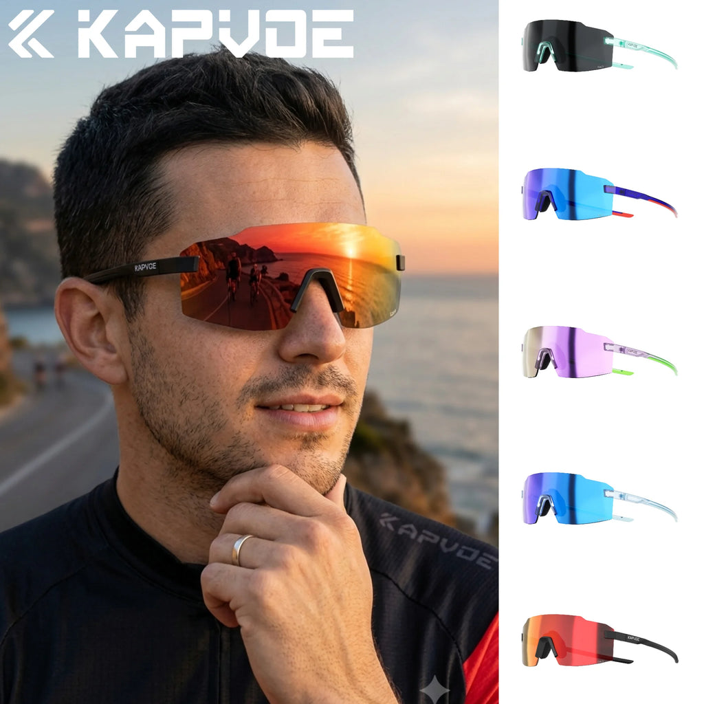 Kapvoe Light-Weight Runnning Sunglasses Cycling Glasses for Men Wide Vision Adjustable Nose Pad Women UV400 Hiking Eyewear