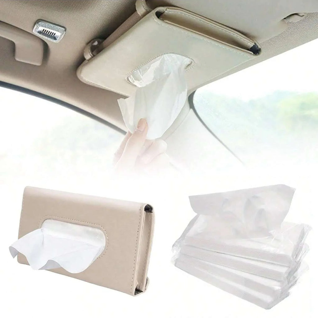 Car Visor Tissue Holder, PU Leather Car Hanging Tissue Box, General Car Interior Accessories for Most Cars