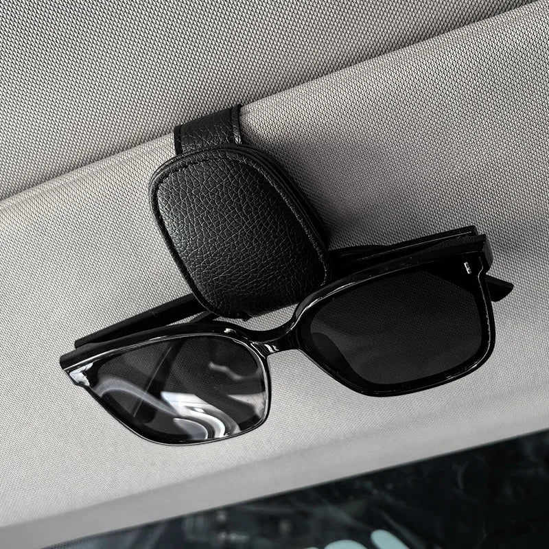 PU Leather Magnetic Car Sunglasses Clip Universal Sun Visor Eyeglasses Holder Clip Auto Interior Accessories Glasses Organizer
