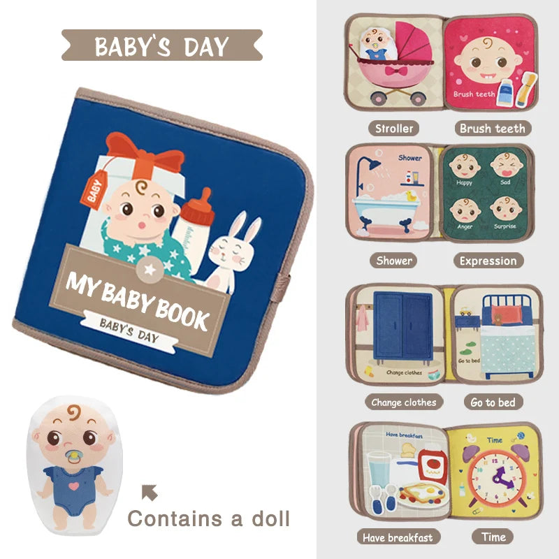 1PCS Soft Baby Book Montessori early education quiet cloth book Learning Toys for Babies 0-6 Months and Up Enlightenment Puzzle