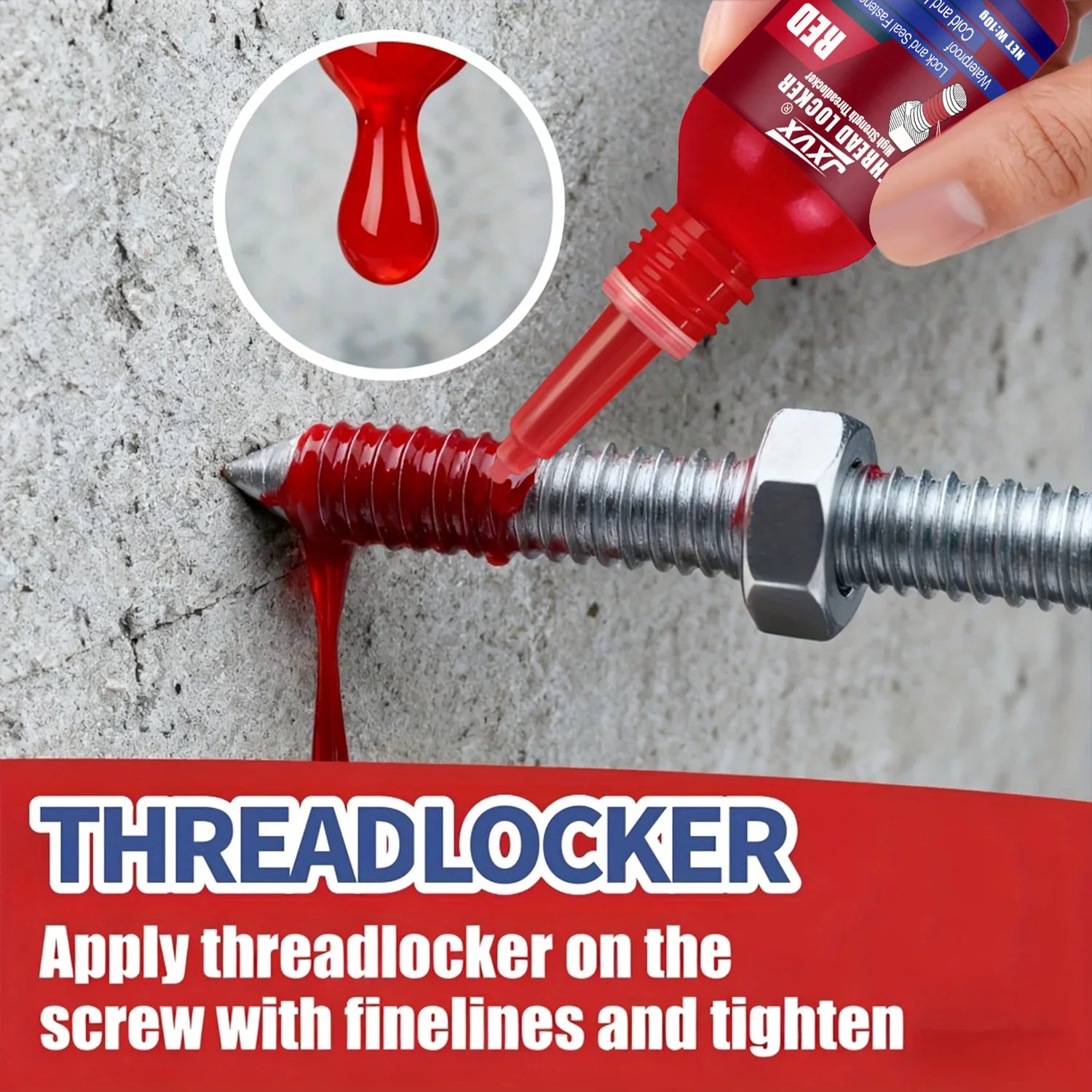 Threadlocker Blue/Red removable Universal Threadlocking compound Anaerobic adhesive Sealant For Bolts/Nuts/Fasteners - Prevents Loosening/Corrosion, oil-resistant, high-temperature resistant Assemblies.