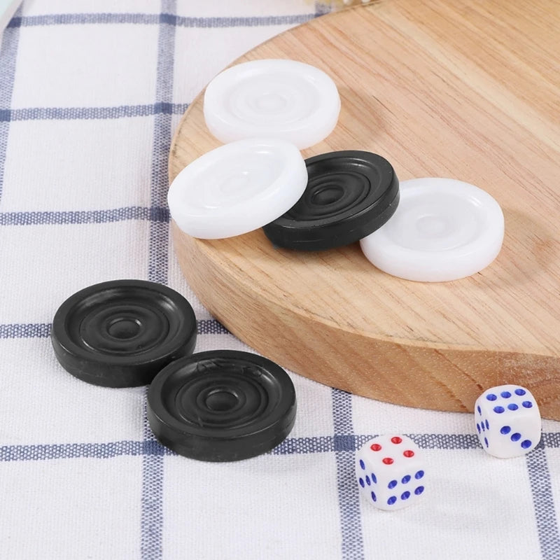32Pcs/set 33mm Plastic Black White Backgammon Checkers Chips Stackable Checkers
