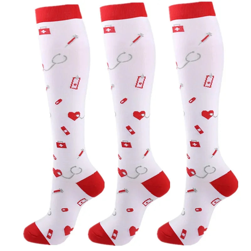 Unisex Compression Socks for Men and Women Medical Diabetes Varicose Veins Sports Socks for Running Cycling Travel Flight Yoga