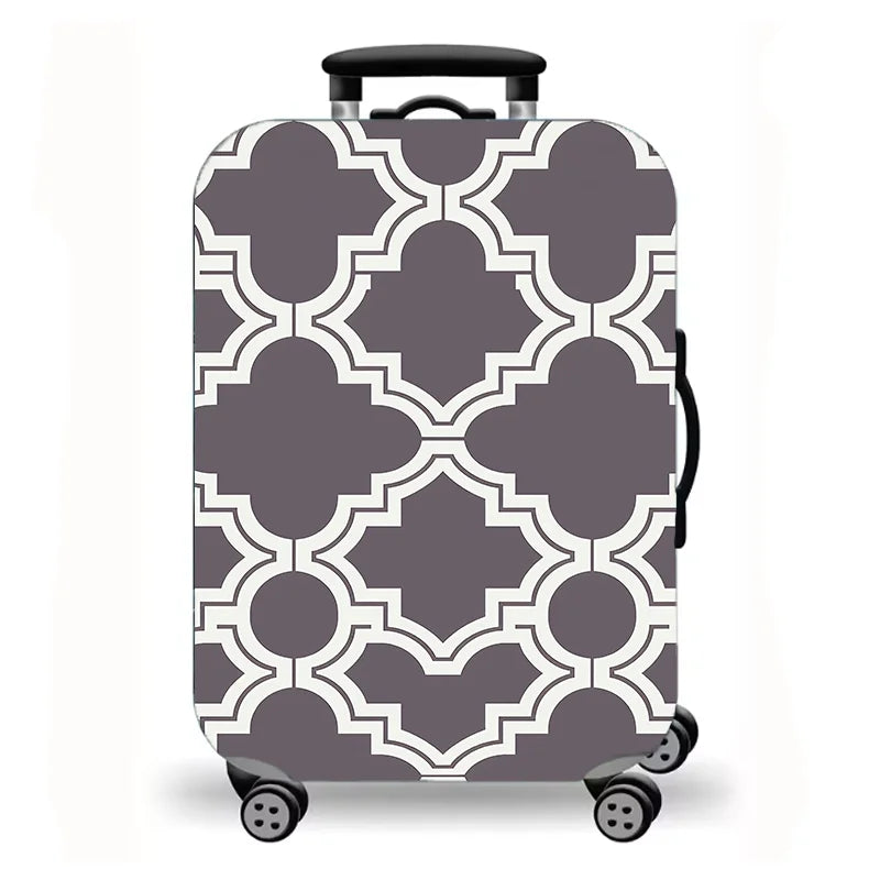 Luggage cover, abstract texture plaid butterfly flower print elastic protective cover, washable suitcase dust cover