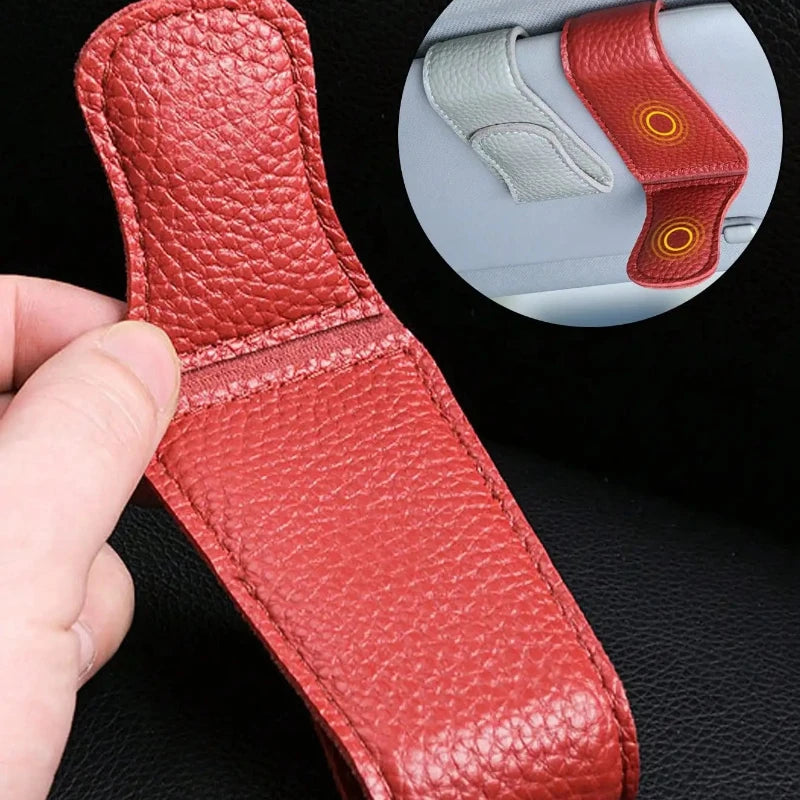 2Pcs Sunglasses Holder Is Suitable for Car Sunshades Magnetic Leather Sunglasses Clip and Ticket Clip Car Sunshade Accessories