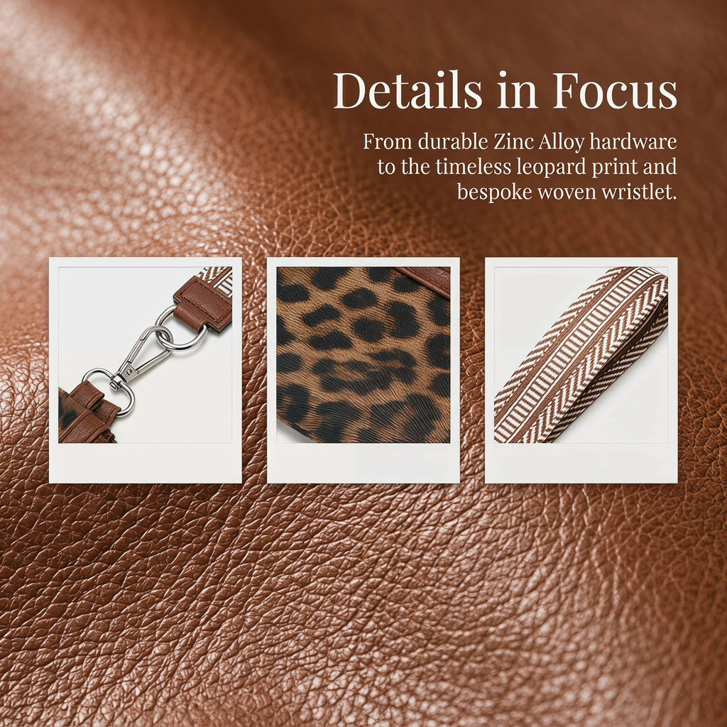 Pomelo Best Women Wristlet Wallet Leopard Cow Print PU Leather Coin Purse with Lanyard Key Card Holder