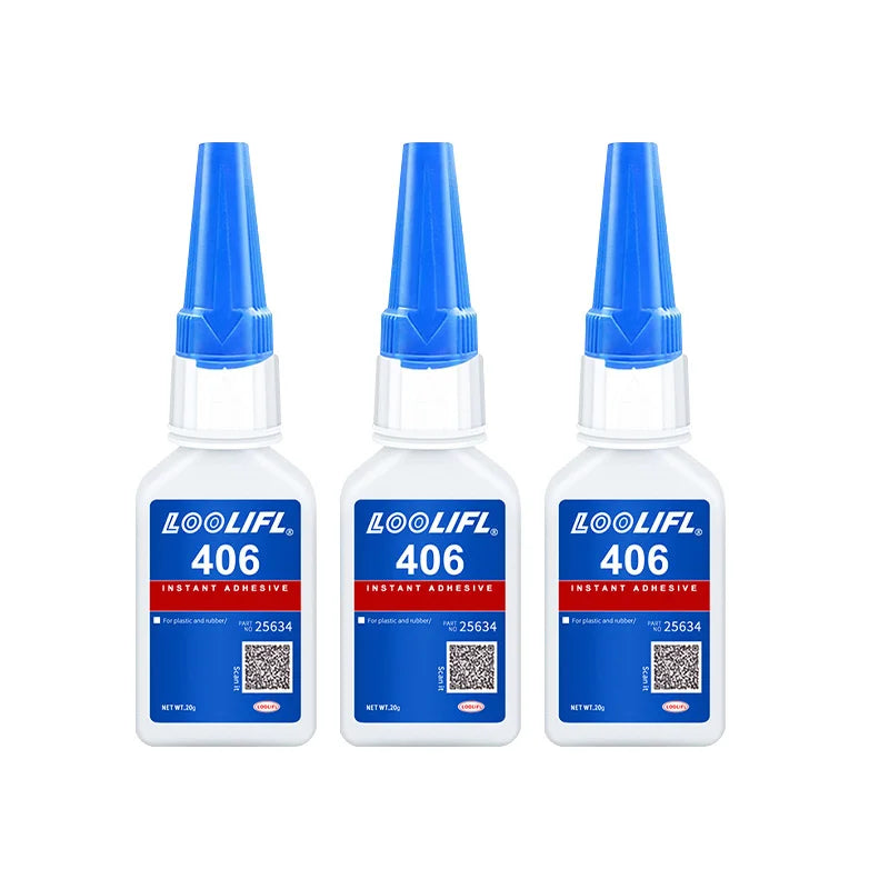 Brand-new upgraded 406 super cyanoacrylate glue, instant drying in 5 seconds, waterproof, stable and versatile bonding tool.
