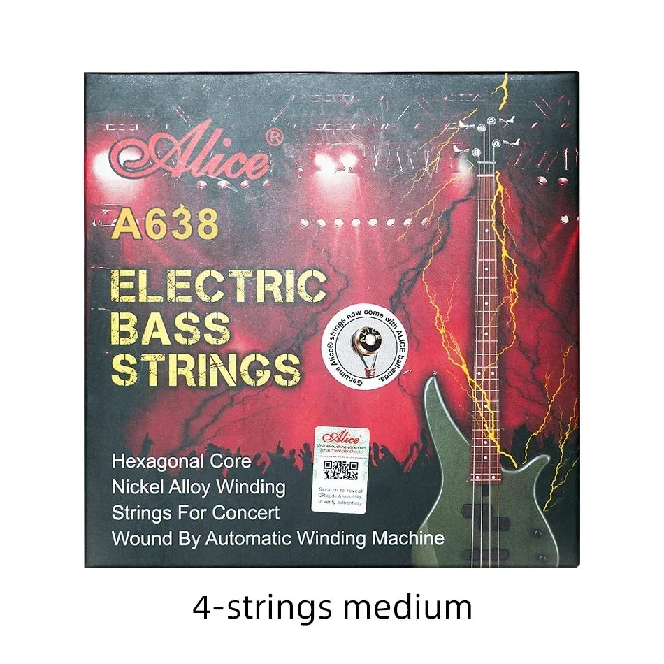 Alice A638 Electric Bass Strings For 4-Strings Bass Professional Light Medium Hexagonal Core Nickel Plated Alloy Winding