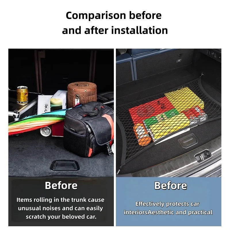 For Infiniti QX60 trunk net pocket double-layer nylon luggage storage pocket 2014-2025 car interior accessories