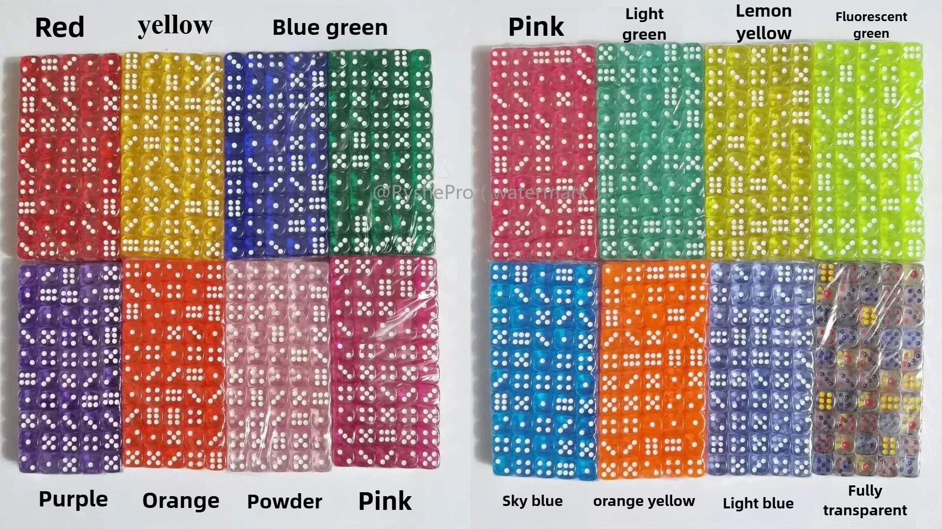 100 Pieces Colored Dices 14mm 6 Sided with Acrylic Material Standard Game Dice Set for Board Games Parties Classroom Math Dice