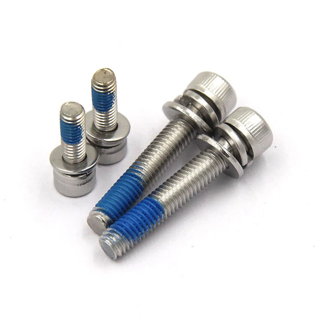10Pcs/Pack M5/M6/M8 Socket Head Cap Screw 3-in-1 Assembly with Thread Locking Adhesive, 304 Stainless Steel, DIN912 Series