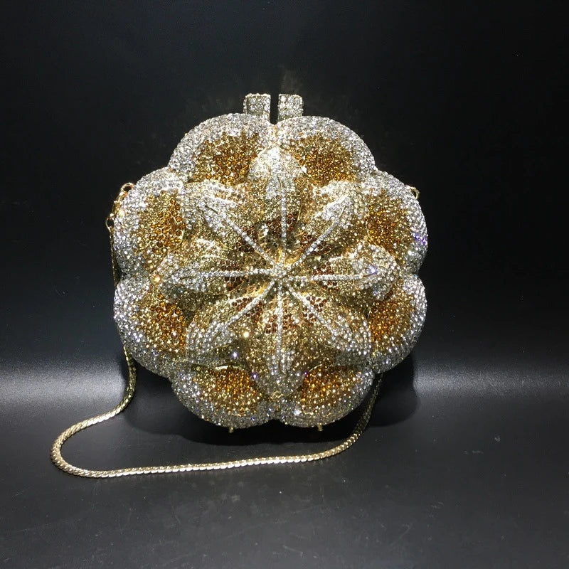 ClutchCross-border best-selling rose rhinestone bag, hollow metal crystal evening bag, foreign trade diamond-embellished clutch