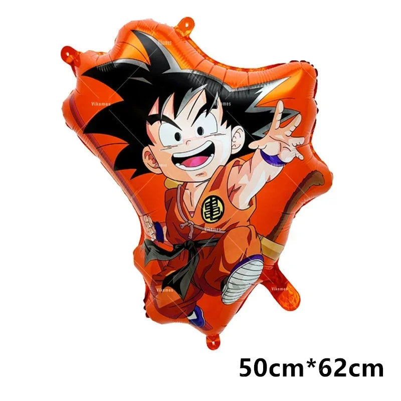 Dragoned Ball Z Balloons Happy Birthday Banner Goku Vegeta Ballons Party Decoration Plate Disposable Tableware Cake Topper Toy