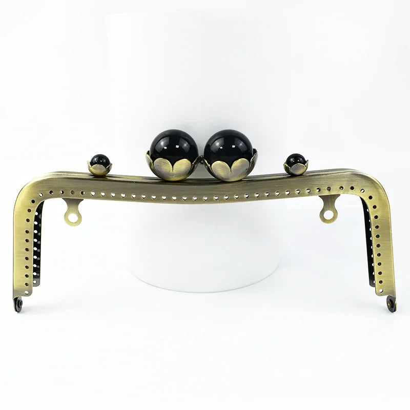 1/2/3Pcs 20cm Metal Bag Handle Retro Pearl Kiss Clasp Lock Buckle Purse Frame DIY Sewing Handbag Brackets Hardware Accessories