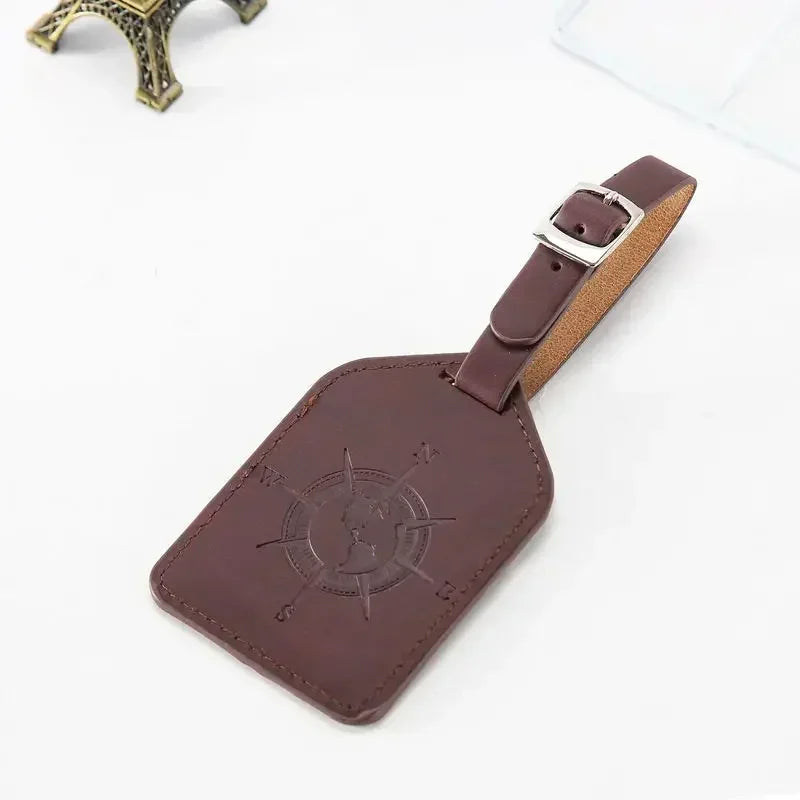 Cute Cat PU Leather Luggage Tag Suitcase Luggage Label Baggage Boarding Bag Portable Name ID Address Holder Travel Accessories