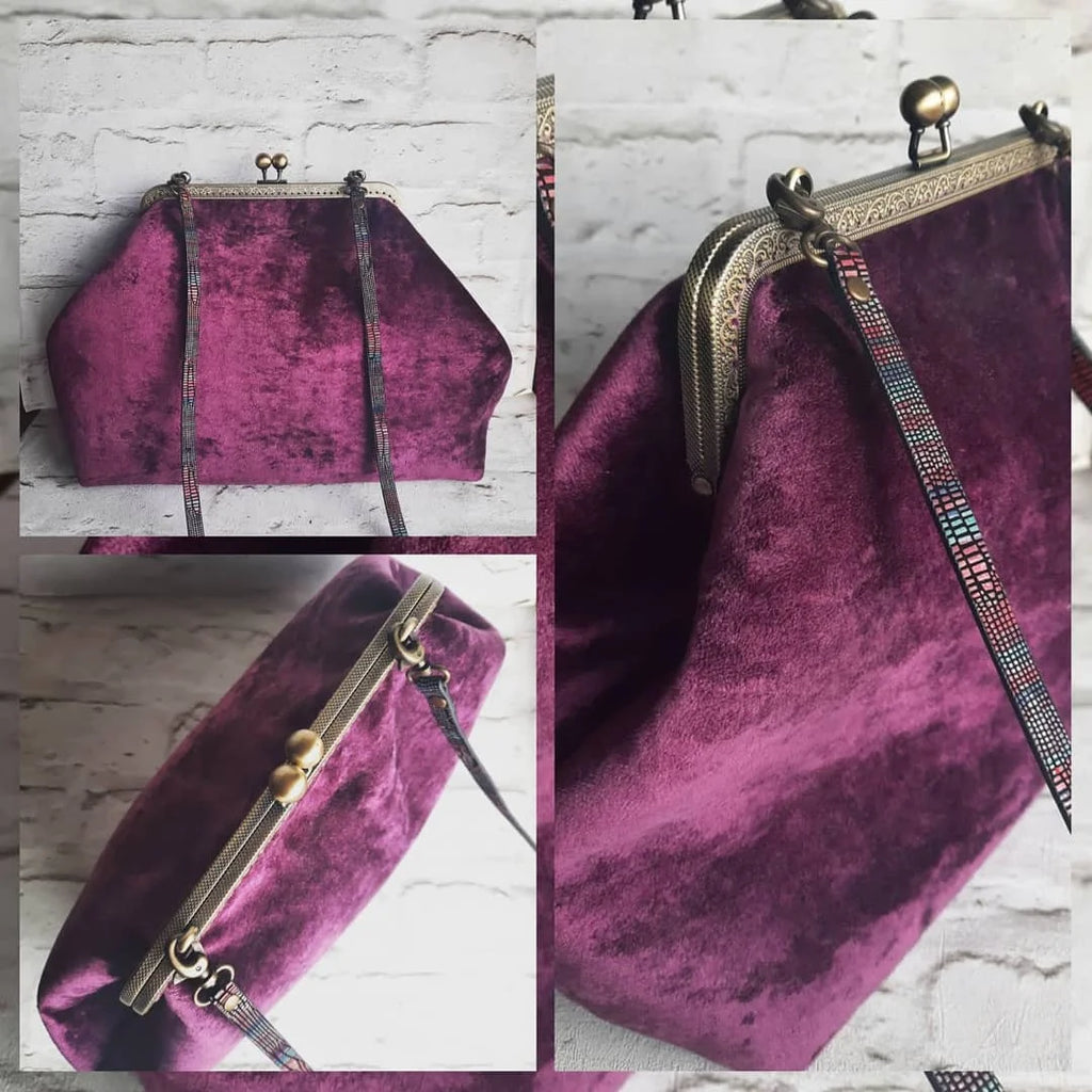 Lost in Vinatge Velvet Bag Snap Ball Kiss Lock Metal Frame Purse Gold Antique Frame Evening Clutch Bags 32x25x11cm