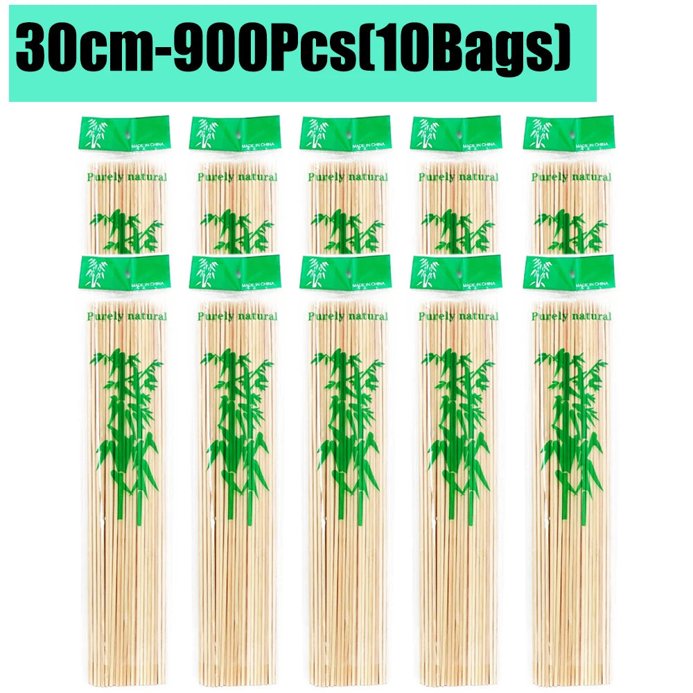 90-1350Pcs Disposable BBQ Bamboo Sticks 15/20/25/30cm for Grilling, Fruit, Kabob,BBQ, Barbecue, Kitchen, Camping, Outdoor