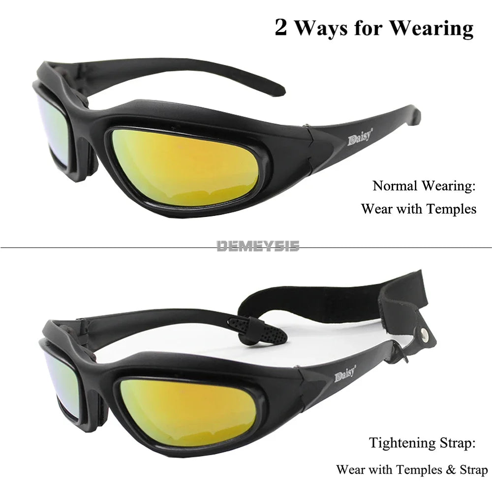 Daisy Polarized Tactical Sunglasses Men Airsoft Hunting Shooting Glasses UV400 Protection  Desert  Hiking Goggles
