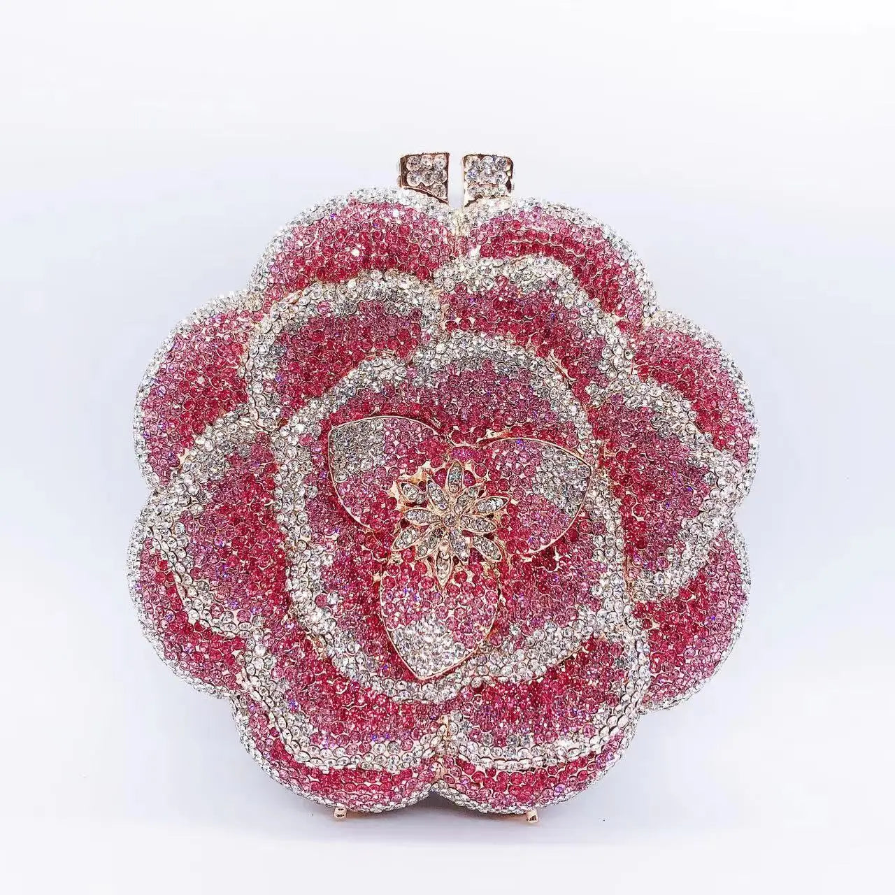 Rose Flower Crystal Evening Bags for Women Rhinestone Clutches Luxury Elegant Handbags Wedding Bride Gift Bags Banquet Shiny Bag