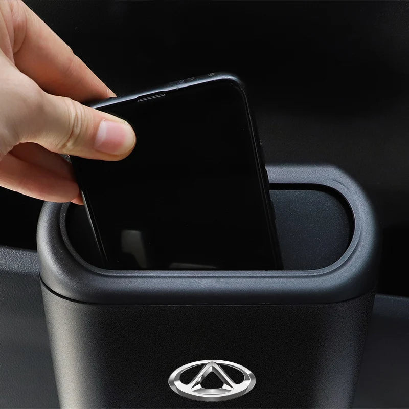 For Chery Tiggo 7 Pro 4 3 Fulwin 2 Arrizo 6 QQ 5x 5 8 T11 3 5 Gx EQ7 E3 Am Car Portable Trash Can Auto Logo Sundries Storage Box