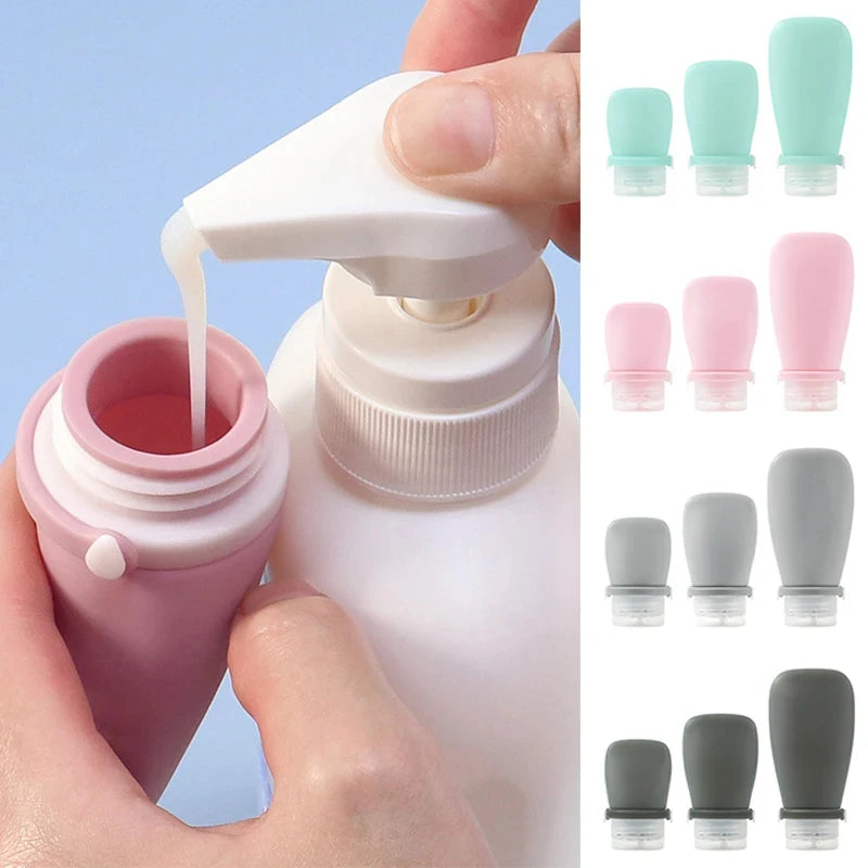 1/4pcs Portable Silicone Travel Bottle Cosmetic Storage Refillable Lotion Bottle Leakproof Shampoo Squeeze Tube Empty Bottle