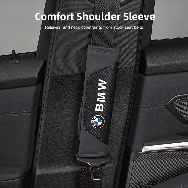 2Pcs Car Leather Seat Belt Shoulder Cushion Protective Cover Auto Tissue Box For BMW X1 X2 X3 X5 X4 X6 X7 iX3 F20 F10 F07 E