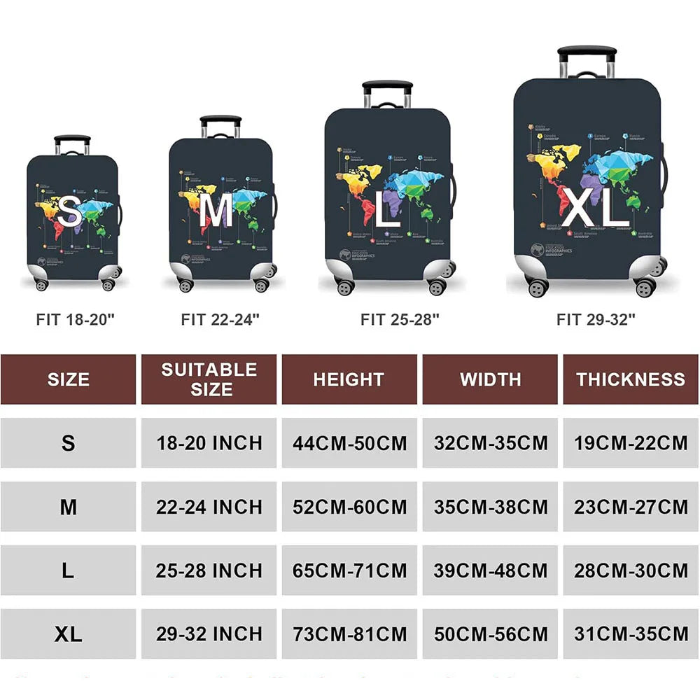 Thick Elastic Luggage Protective Cover Zipper Suit For 18-32 inch Bag Suitcase Covers Trolley Cover Travel Practical Accessories