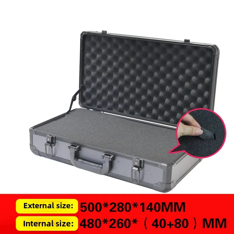 Portable Aluminum Frame Tool Case Instrument Equipment Safety Organizer Box Multifunctional Storage Box Shockproof Tool Case