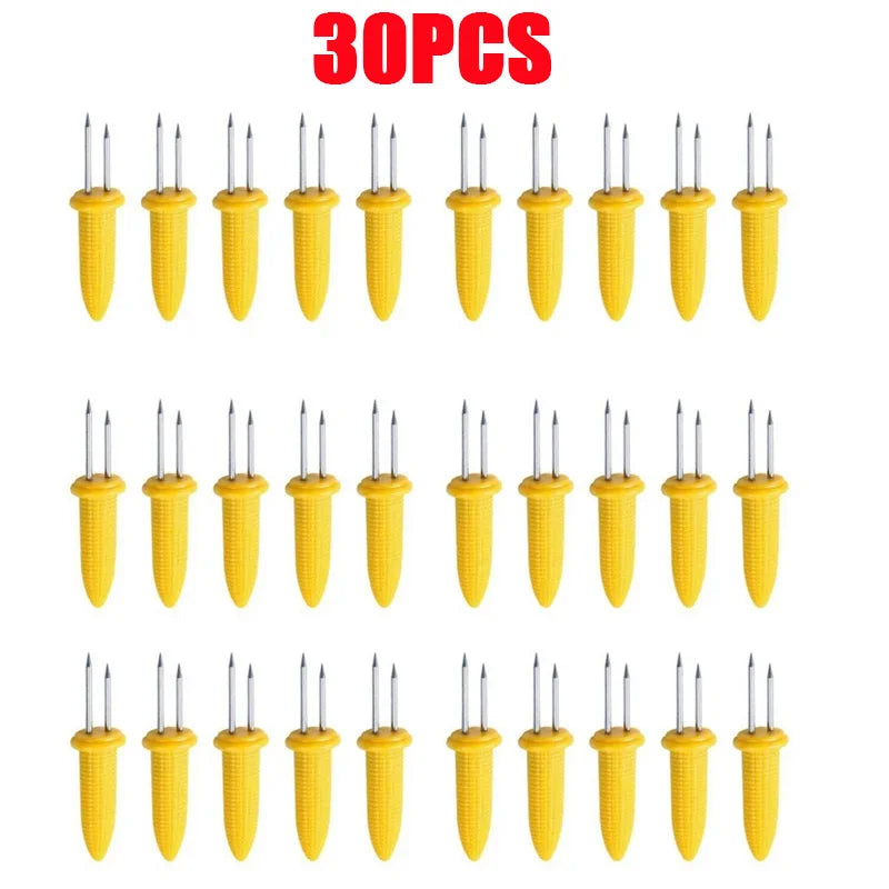 10/20/30Pcs Corn Fork BBQ Stainless Steel Corn Holders Handheld Anti Scalding Needle On The Cob Double Fork Barbecue Tool