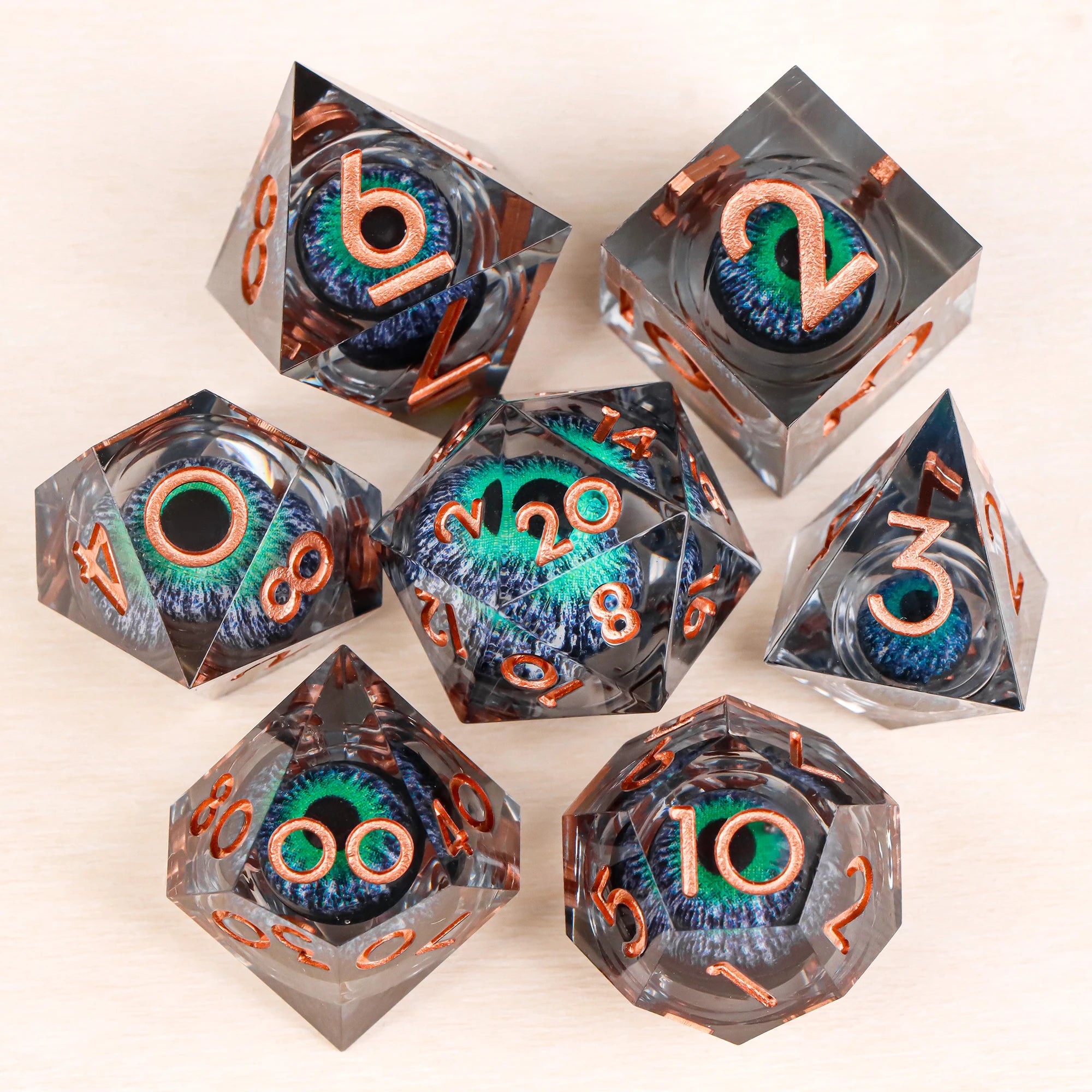 DND Dragon Eye Dice Liquid Core Dice Set Resin Sharp Edged Dice For Dungeons and Dragons Polyhedral D&D Dice Handmade D and D