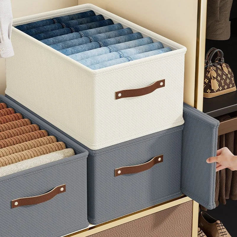 1pc Thicken Clothes Sweater Storage Foldable Dustproof Cabinet Drawers Jeans Storage Box Wardrobe Clothes Storage Organizers