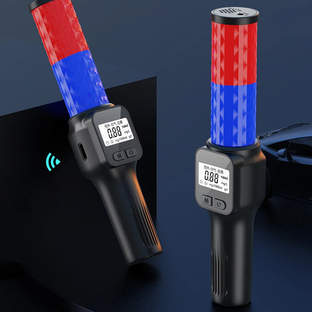 Handheld Wearable Alcohol Analyzer Sound and Light Alarm Non-Contact Alcohol Blowing Detector LCD Display Police Breathalyzer