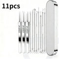 11pcs Stainless Steel acne needle Blackhead And Pimple Removal Tool,Professional Extractor Kit With Portable Case,Beauty Tools