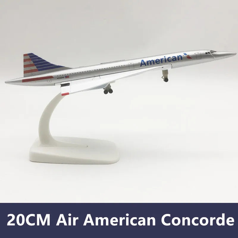 16/20cm Plane Model Concorde Air France/British/Singapore/American Diecast Alloy Airplane Airlines with Stand Children Toys Gift
