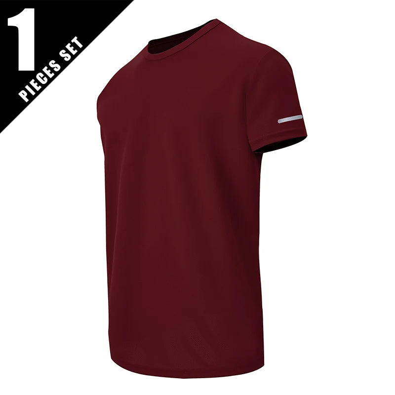 Men's Solid Color Short Sleeved SpringSummer Quick Drying Breathable Sports And Fitness Comfortable Plus Size Top Casual T-Shirt
