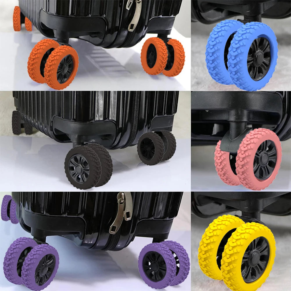 8PCS Silicone Suitcase Wheel Protection Case,Low Noise Trolleys Case Wheels Protector,Universal Wheels Guard Cover Accessories