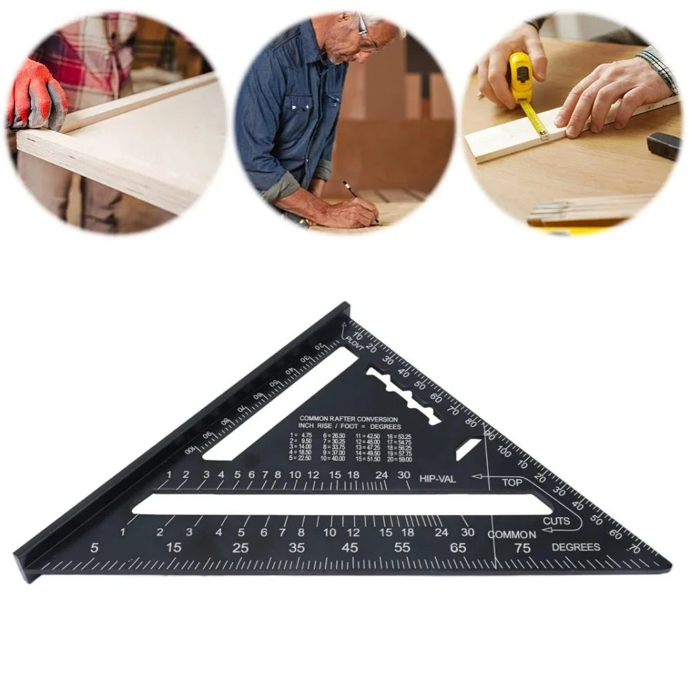 New 7Inch Triangle Ruler Measurement Tool Aluminium Alloy Carpenter Tools Inch Metric Angle Ruler Speed Square Woodworking Tools