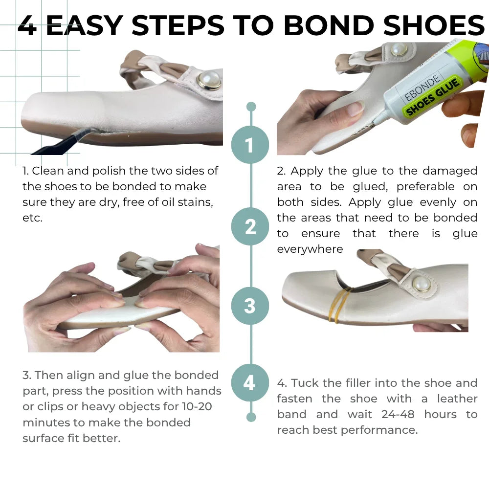 Professional Strength Shoe Glue Waterproof Quick Dry Adhesive for Leather Boots Sneakers Repair DIY Home Fix Kit (15ml or 50ml)