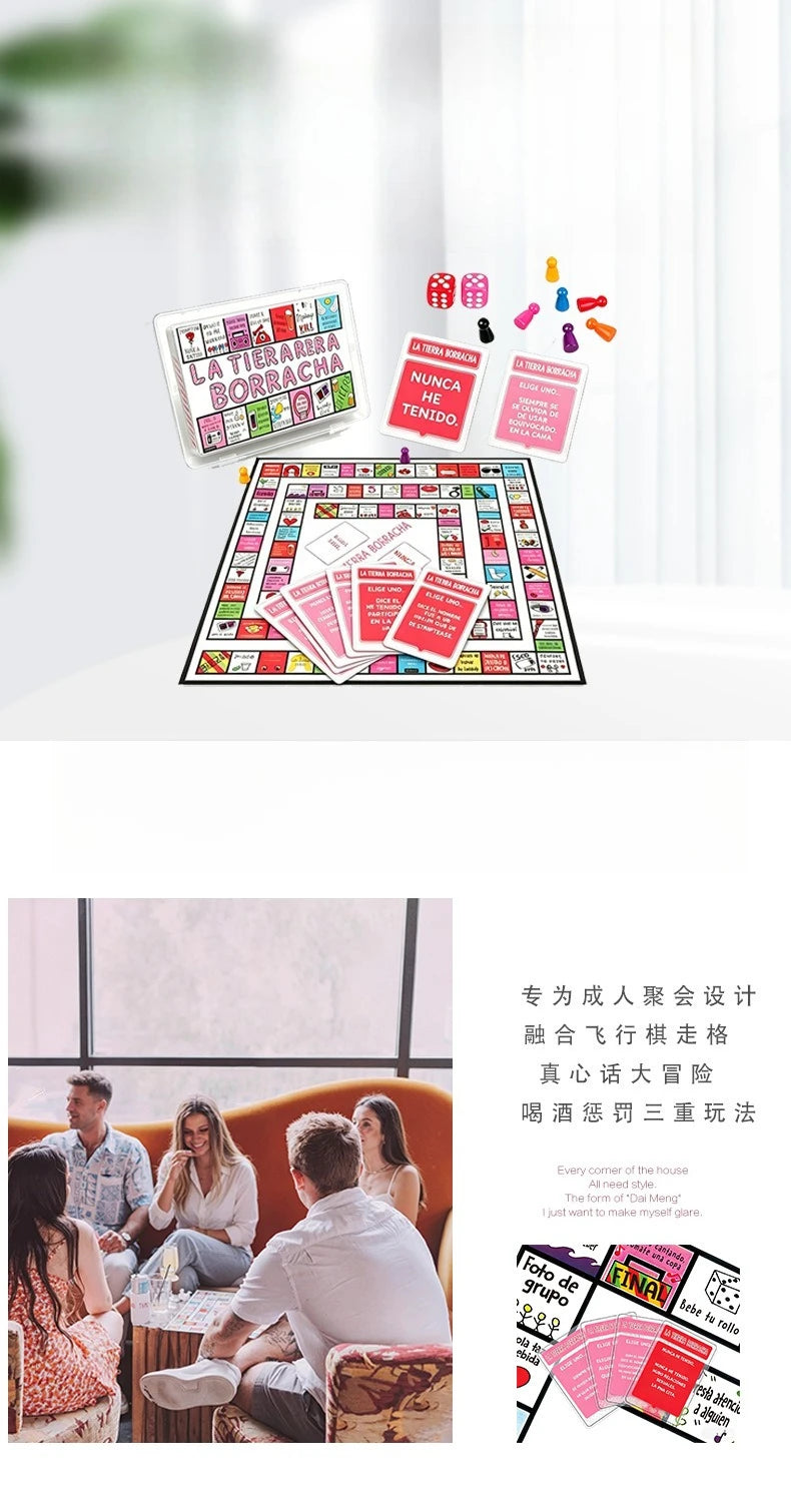 Spanish Version Party Gift of Tipsy Land,Party Board Games Fun Drinking Games,Gift Idea Role-playing Games BRPG Plastic Cards