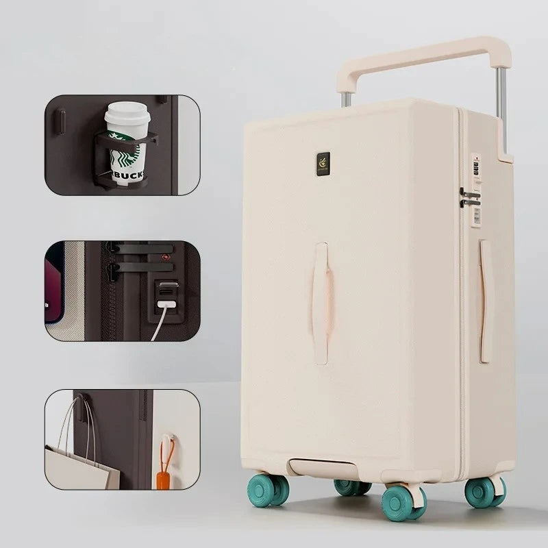 20"24"26 Inch Wide Tie Rod Travel Suitcase Multifunctional Luggage Large Capacity Rolling Luggage Bag Trolley Case With Wheels